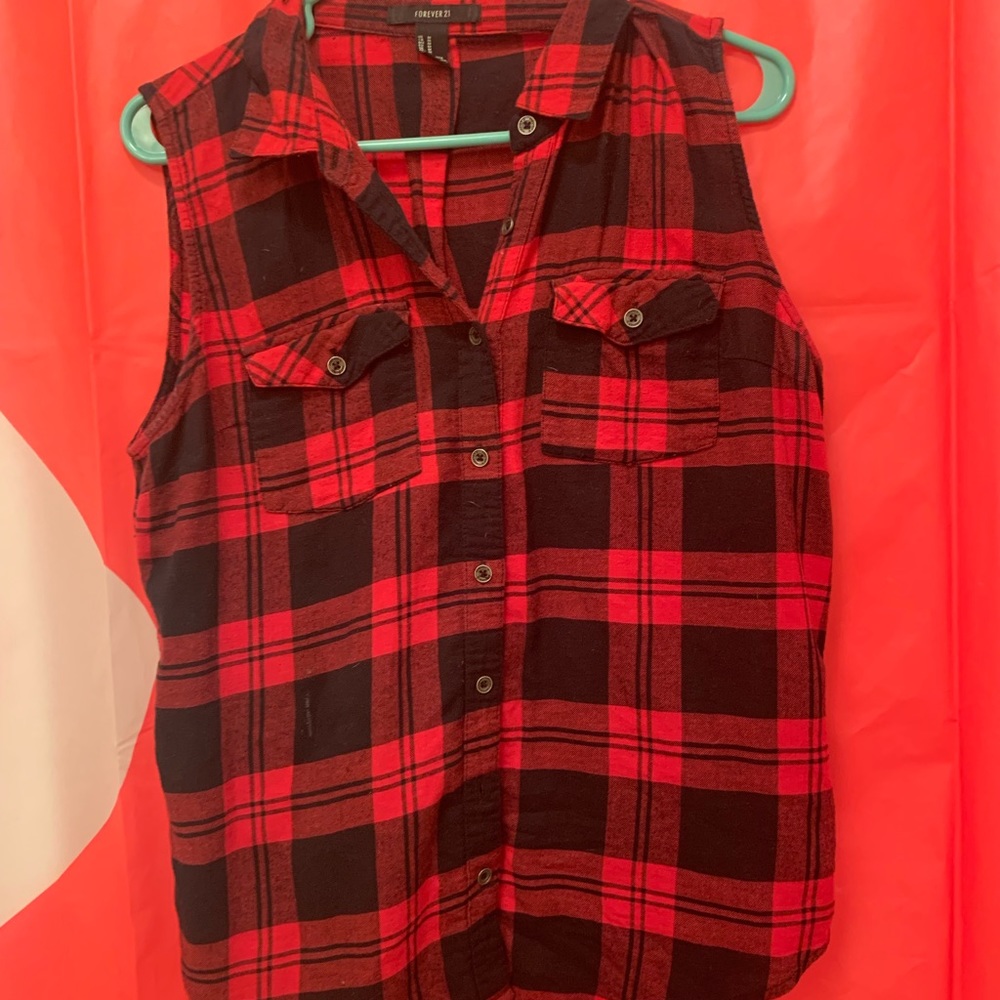 Plaid button up tank